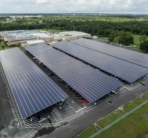 Giá tốt. Bãi đậu xe ô tô năng lượng mặt trời hai hàng SS304 Carport Cấu trúc lắp đặt bằng năng lượng mặt trời Hệ thống hỗ trợ bảng điều khiển PV bằng kim loại có thể điều chỉnh chống thấm trực tuyến